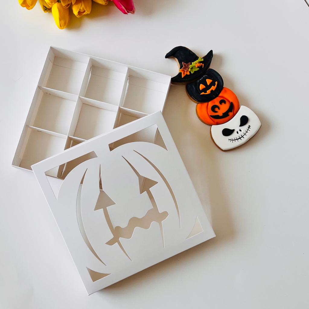 21x21x4 Pencereli Karton Kutu-Halloween (9 Bölmeli) — ürün görseli